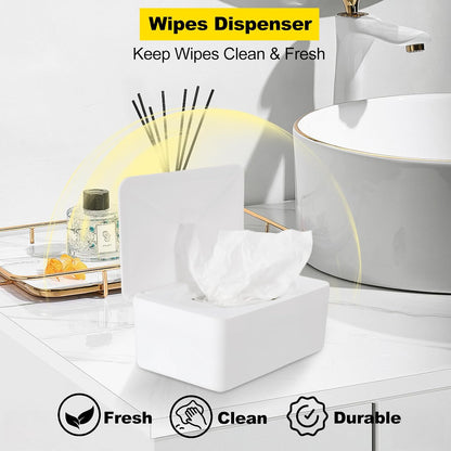 Wipes Dispenser Compatible with Huggies, Refillable Wipe Holder, Flushable Wipes Container with Sealing Design Lid, Keeps Wipe Fresh and Clean, Non-Slip, Easy to Pull Out, for Home, Car, Bathroom