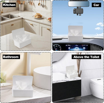 Wipes Dispenser Compatible with Huggies, Refillable Wipe Holder, Flushable Wipes Container with Sealing Design Lid, Keeps Wipe Fresh and Clean, Non-Slip, Easy to Pull Out, for Home, Car, Bathroom