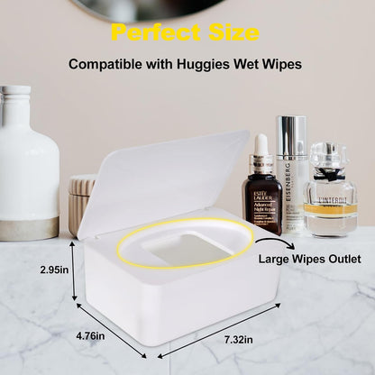 Wipes Dispenser Compatible with Huggies, Refillable Wipe Holder, Flushable Wipes Container with Sealing Design Lid, Keeps Wipe Fresh and Clean, Non-Slip, Easy to Pull Out, for Home, Car, Bathroom