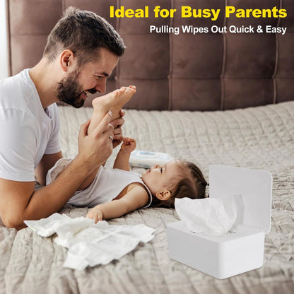 Wipes Dispenser Compatible with Huggies, Refillable Wipe Holder, Flushable Wipes Container with Sealing Design Lid, Keeps Wipe Fresh and Clean, Non-Slip, Easy to Pull Out, for Home, Car, Bathroom