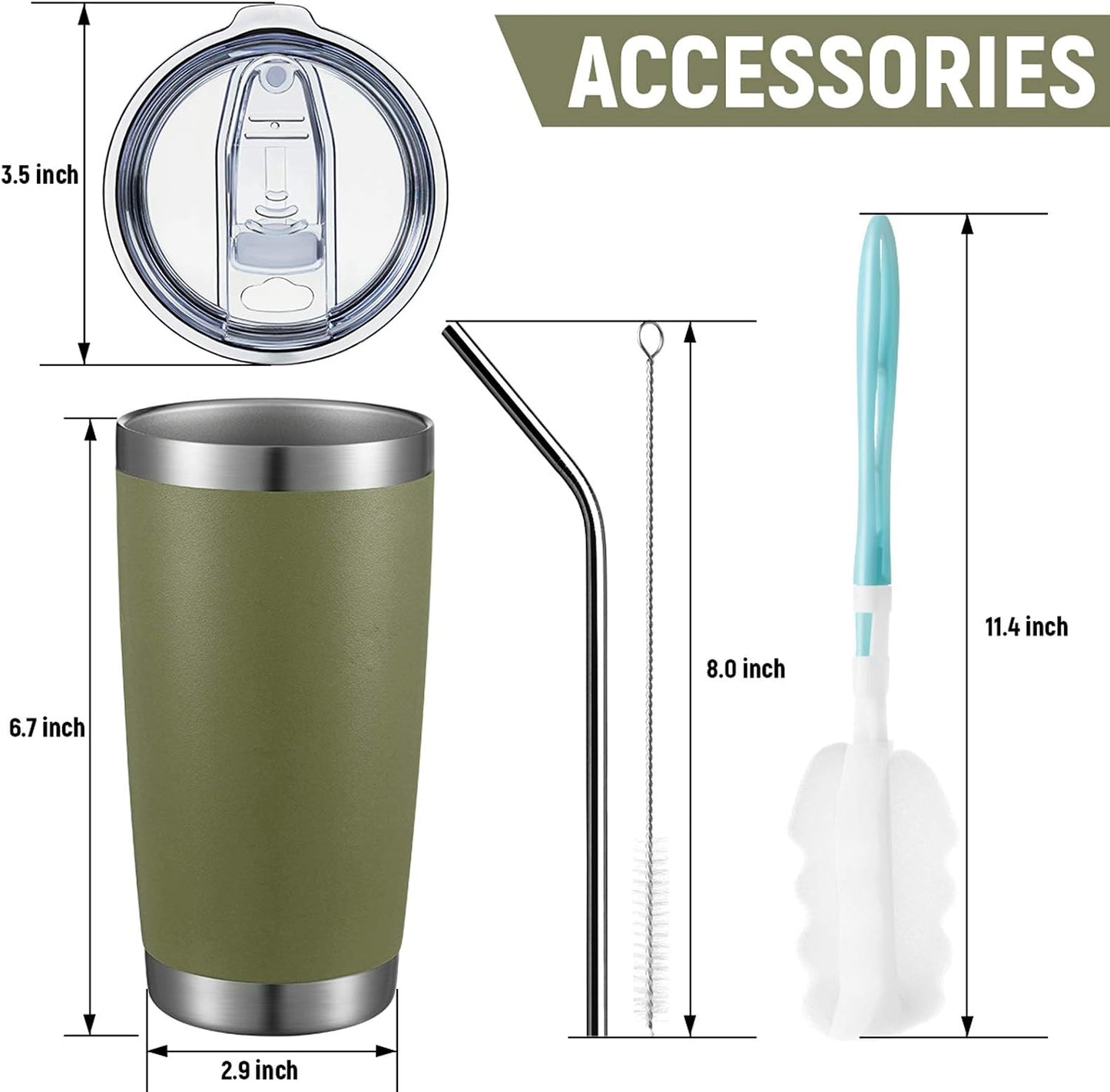 20oz Stainless Steel Tumbler Bulk Double Wall Vacuum Coffee Cup Insulated Travel Mug with Lid and Straw Durable Powder Coated Insulated Coffee Cup for Cold & Hot Drinks (silver, 4 pack