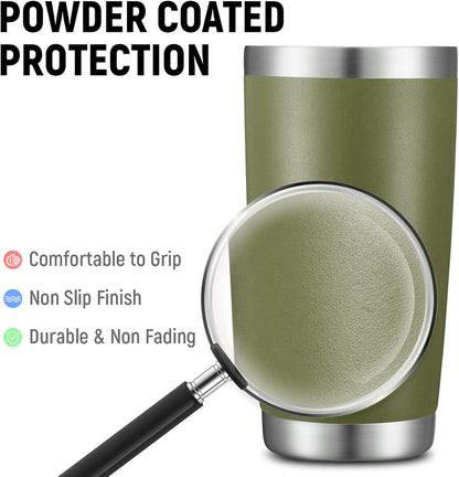 20oz Stainless Steel Tumbler Bulk Double Wall Vacuum Coffee Cup Insulated Travel Mug with Lid and Straw Durable Powder Coated Insulated Coffee Cup for Cold & Hot Drinks (silver, 4 pack