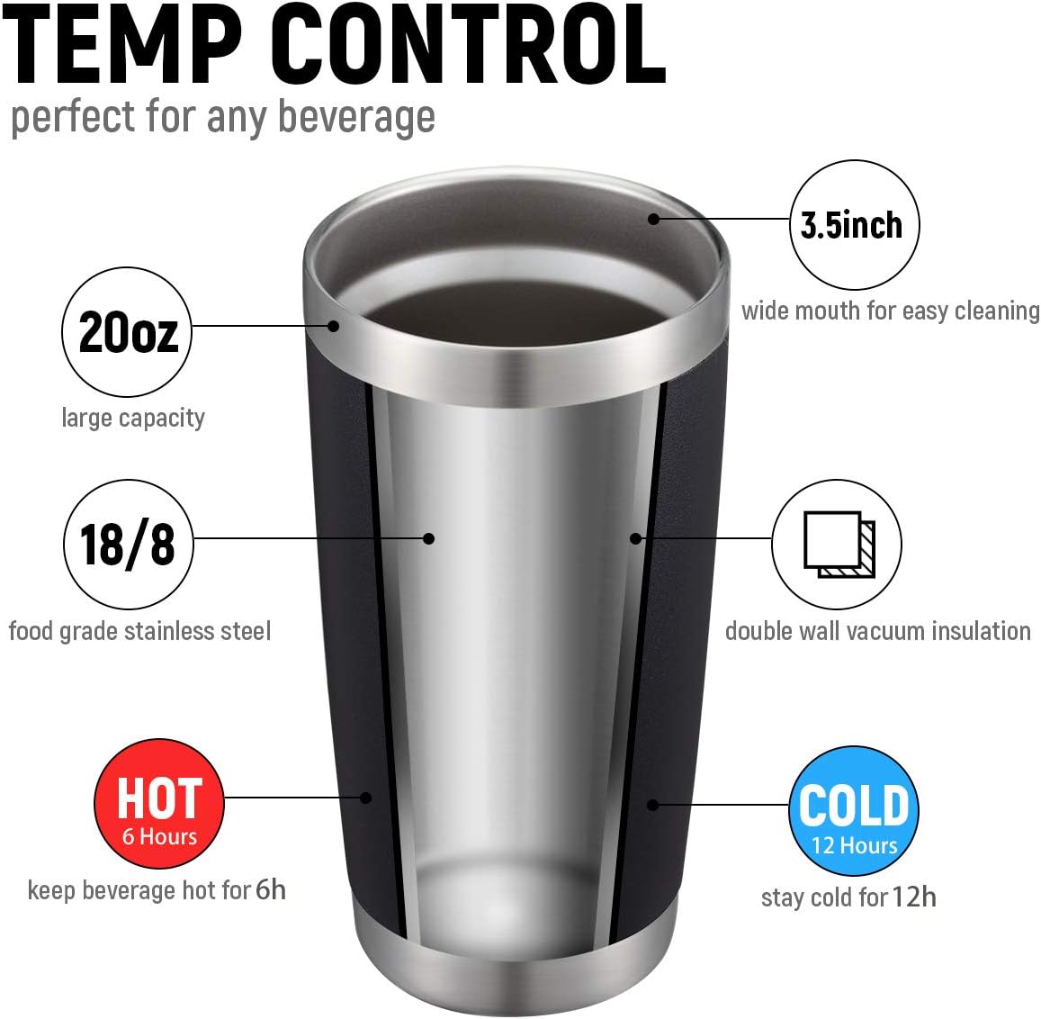 20oz Stainless Steel Tumbler Bulk Double Wall Vacuum Coffee Cup Insulated Travel Mug with Lid and Straw Durable Powder Coated Insulated Coffee Cup for Cold & Hot Drinks (silver, 4 pack