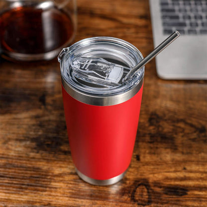 20oz Stainless Steel Tumbler Bulk Double Wall Vacuum Coffee Cup Insulated Travel Mug with Lid and Straw Durable Powder Coated Insulated Coffee Cup for Cold & Hot Drinks (silver, 4 pack