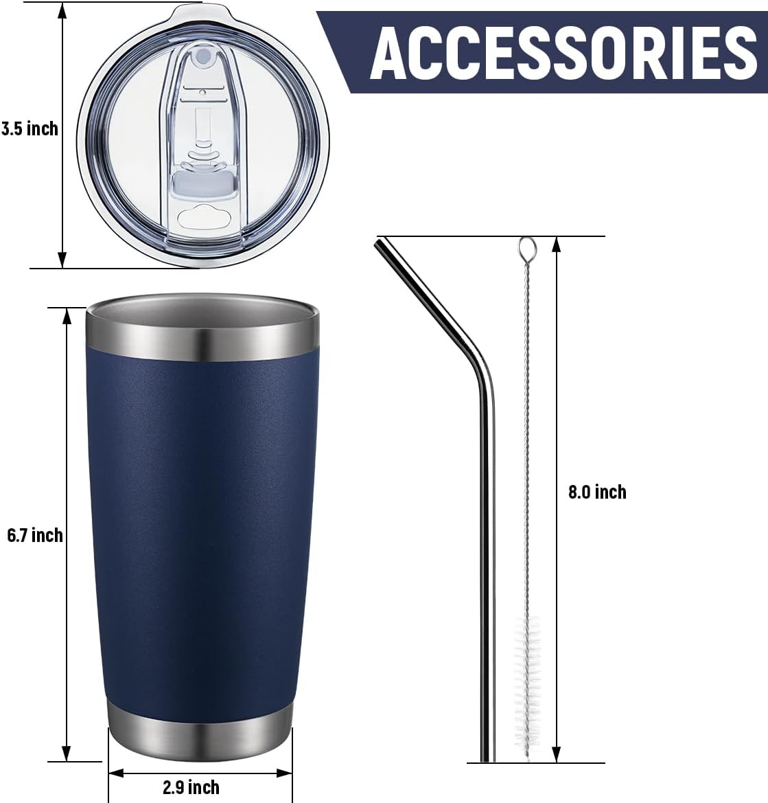 20oz Stainless Steel Tumbler Bulk Double Wall Vacuum Coffee Cup Insulated Travel Mug with Lid and Straw Durable Powder Coated Insulated Coffee Cup for Cold & Hot Drinks (silver, 4 pack