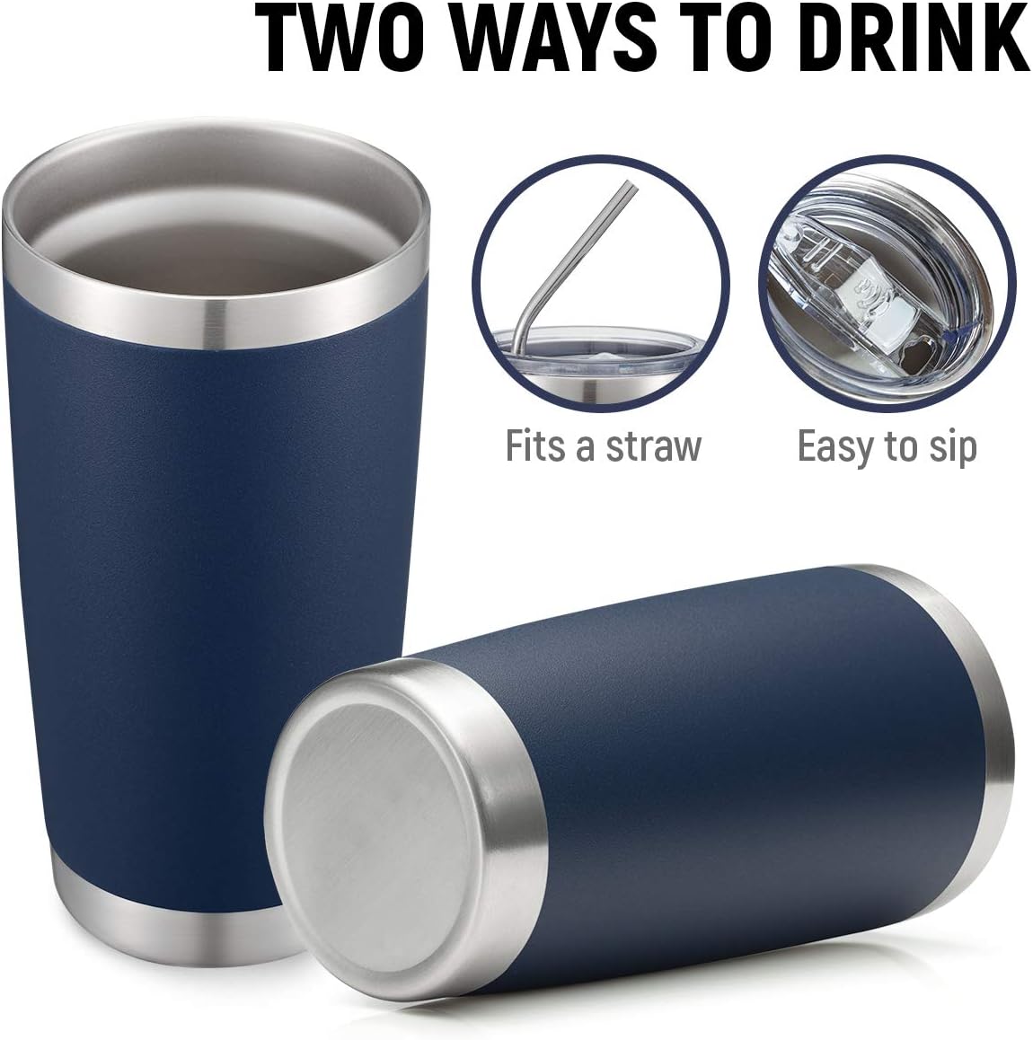 20oz Stainless Steel Tumbler Bulk Double Wall Vacuum Coffee Cup Insulated Travel Mug with Lid and Straw Durable Powder Coated Insulated Coffee Cup for Cold & Hot Drinks (silver, 4 pack
