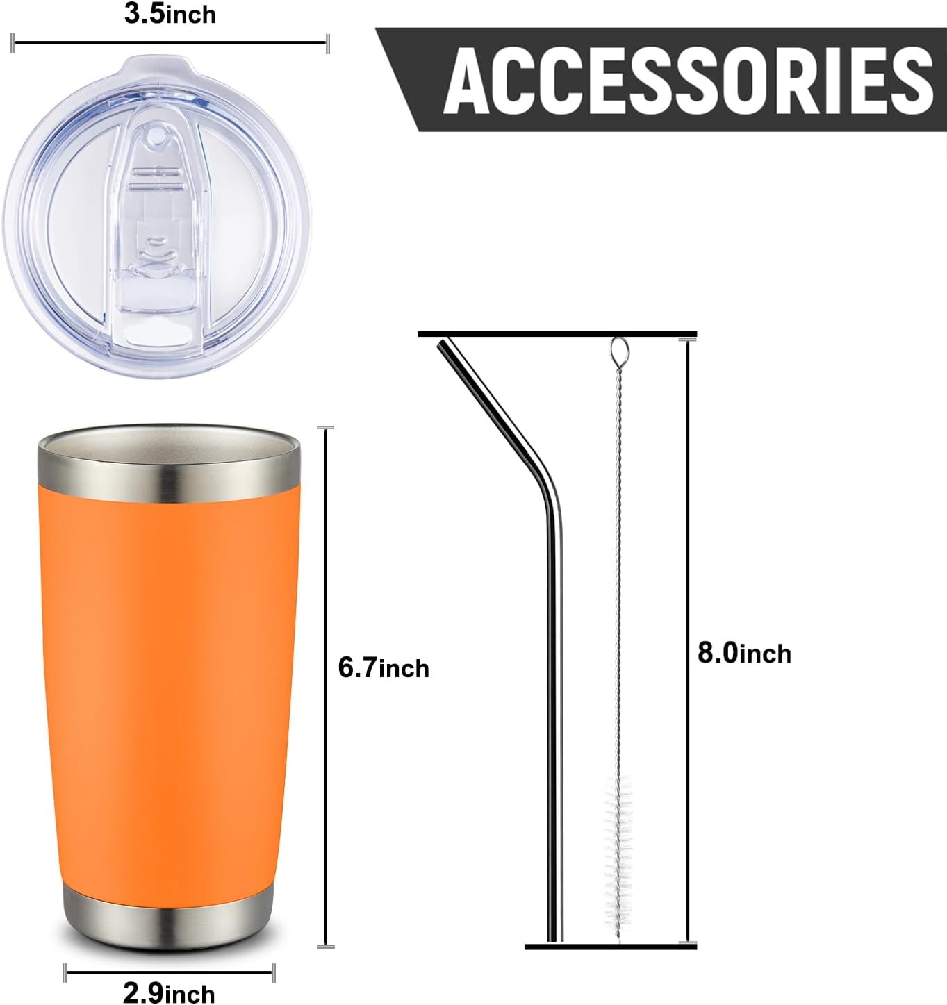 20oz Stainless Steel Tumbler Bulk Double Wall Vacuum Coffee Cup Insulated Travel Mug with Lid and Straw Durable Powder Coated Insulated Coffee Cup for Cold & Hot Drinks (silver, 4 pack