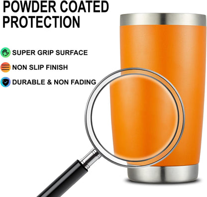 20oz Stainless Steel Tumbler Bulk Double Wall Vacuum Coffee Cup Insulated Travel Mug with Lid and Straw Durable Powder Coated Insulated Coffee Cup for Cold & Hot Drinks (silver, 4 pack