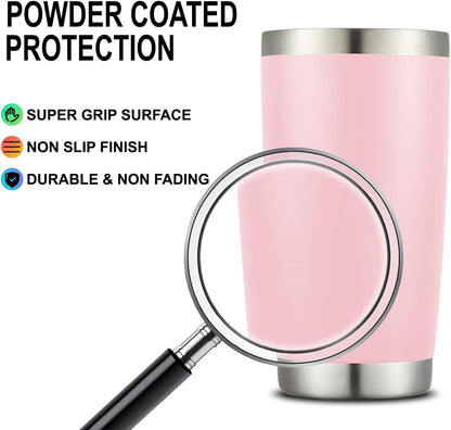 20oz Stainless Steel Tumbler Bulk Double Wall Vacuum Coffee Cup Insulated Travel Mug with Lid and Straw Durable Powder Coated Insulated Coffee Cup for Cold & Hot Drinks (silver, 4 pack