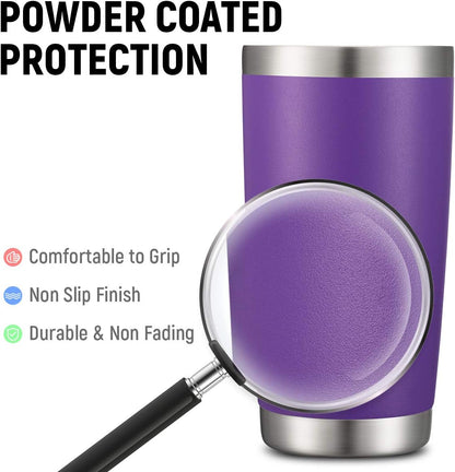 20oz Stainless Steel Tumbler Bulk Double Wall Vacuum Coffee Cup Insulated Travel Mug with Lid and Straw Durable Powder Coated Insulated Coffee Cup for Cold & Hot Drinks (silver, 4 pack