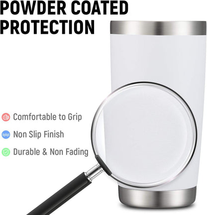 20oz Stainless Steel Tumbler Bulk Double Wall Vacuum Coffee Cup Insulated Travel Mug with Lid and Straw Durable Powder Coated Insulated Coffee Cup for Cold & Hot Drinks (silver, 4 pack