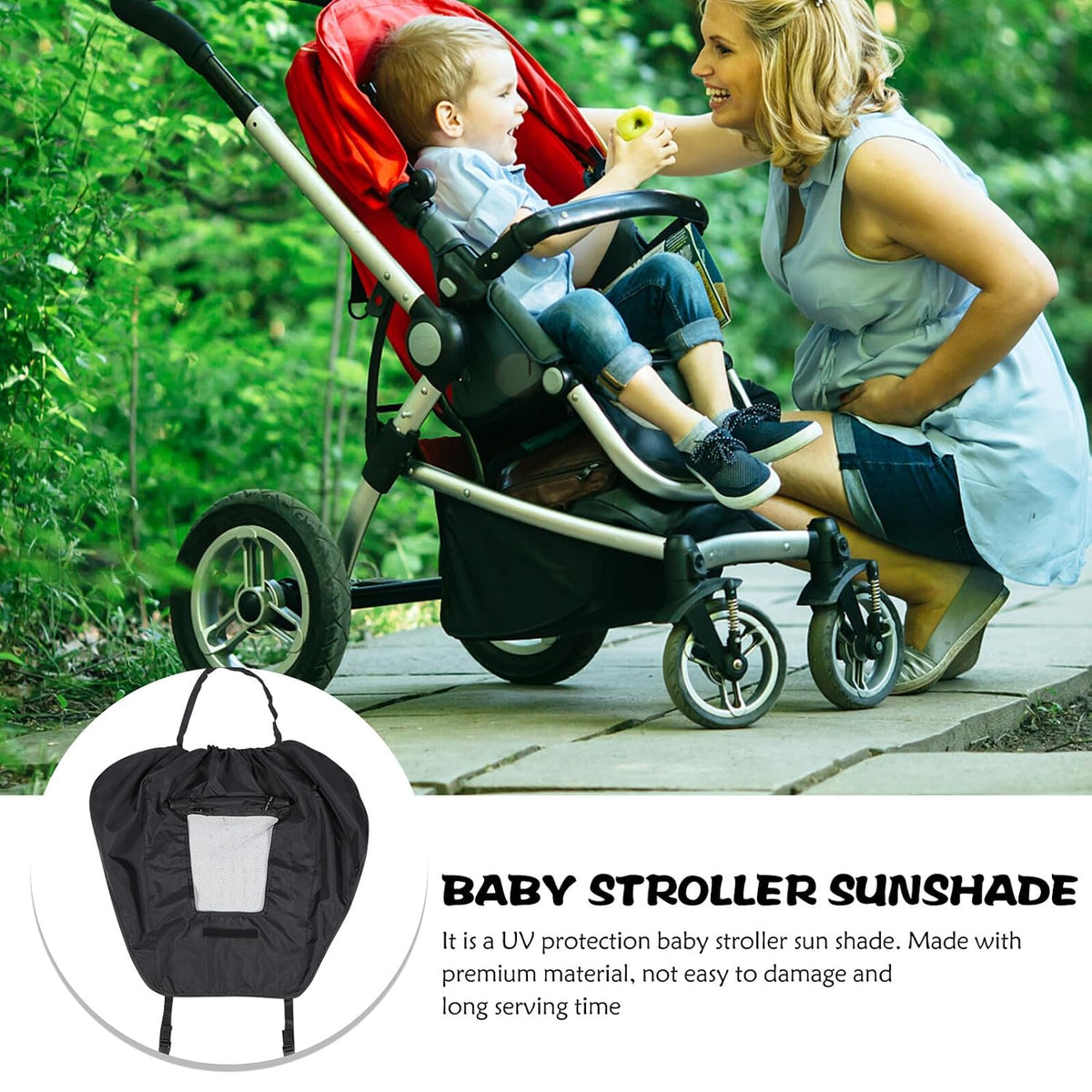 Stroller Sun Shade Cover with Breathable Elastic Straps for Lightweight Rain Protection for Outdoor Use Fit Pram Accessory