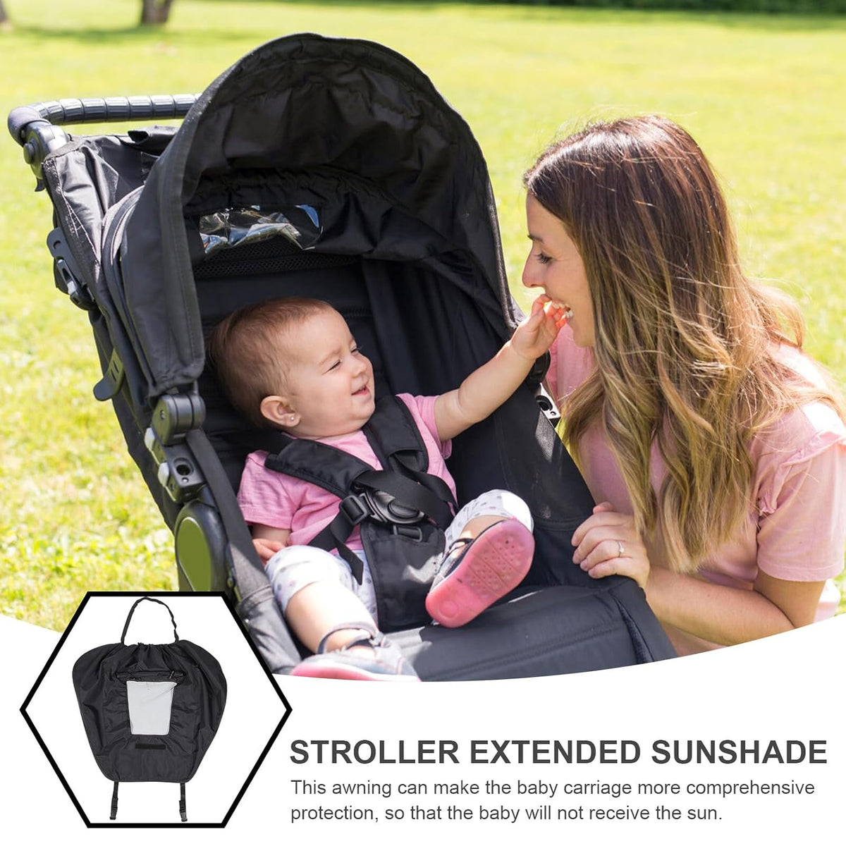 Stroller Sun Shade Cover with Breathable Elastic Straps for Lightweight Rain Protection for Outdoor Use Fit Pram Accessory