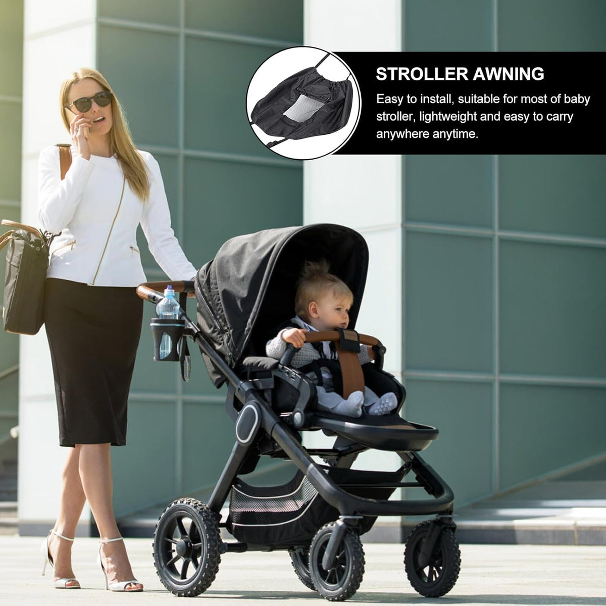 Stroller Sun Shade Cover with Breathable Elastic Straps for Lightweight Rain Protection for Outdoor Use Fit Pram Accessory