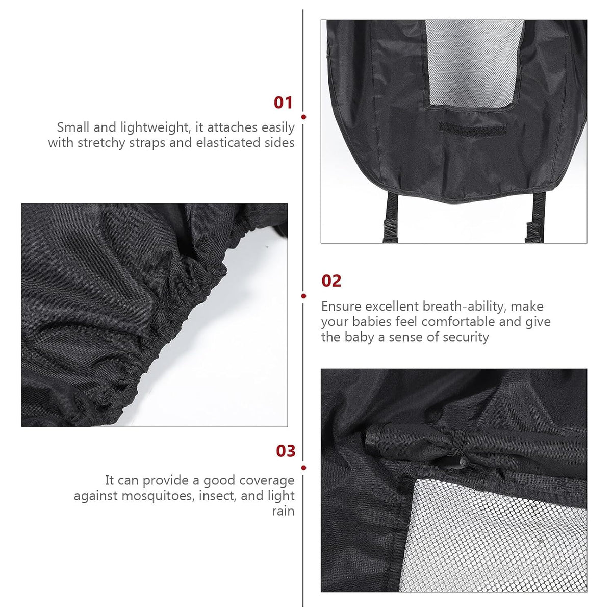 Stroller Sun Shade Cover with Breathable Elastic Straps for Lightweight Rain Protection for Outdoor Use Fit Pram Accessory