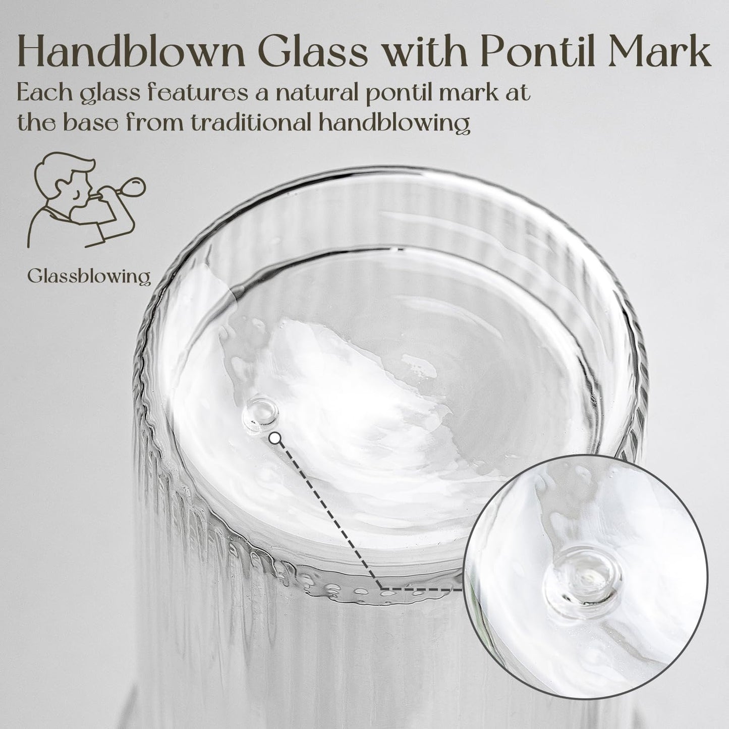 2PCS 20oz Double Wall Ribbed Glass Cups with Lids and Straws, Insulated Borosilicate Glass Tumblers, Heat-Resistant, leak-proof Design for Iced Coffee, Tea, Juice, Reusable for Home & Parties