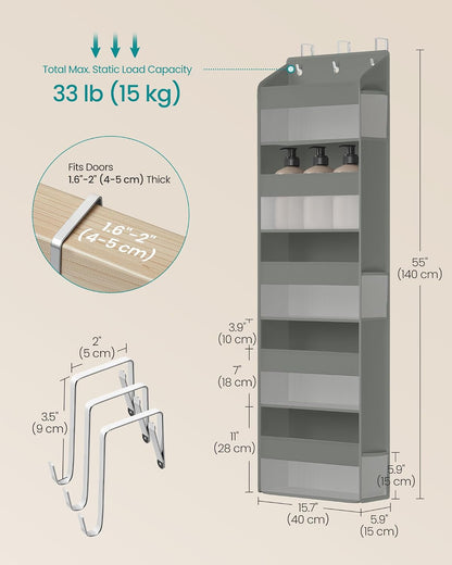 SONGMICS 5-Tier Over-the-Door Organizer, Extra Large Hanging Storage Shelf