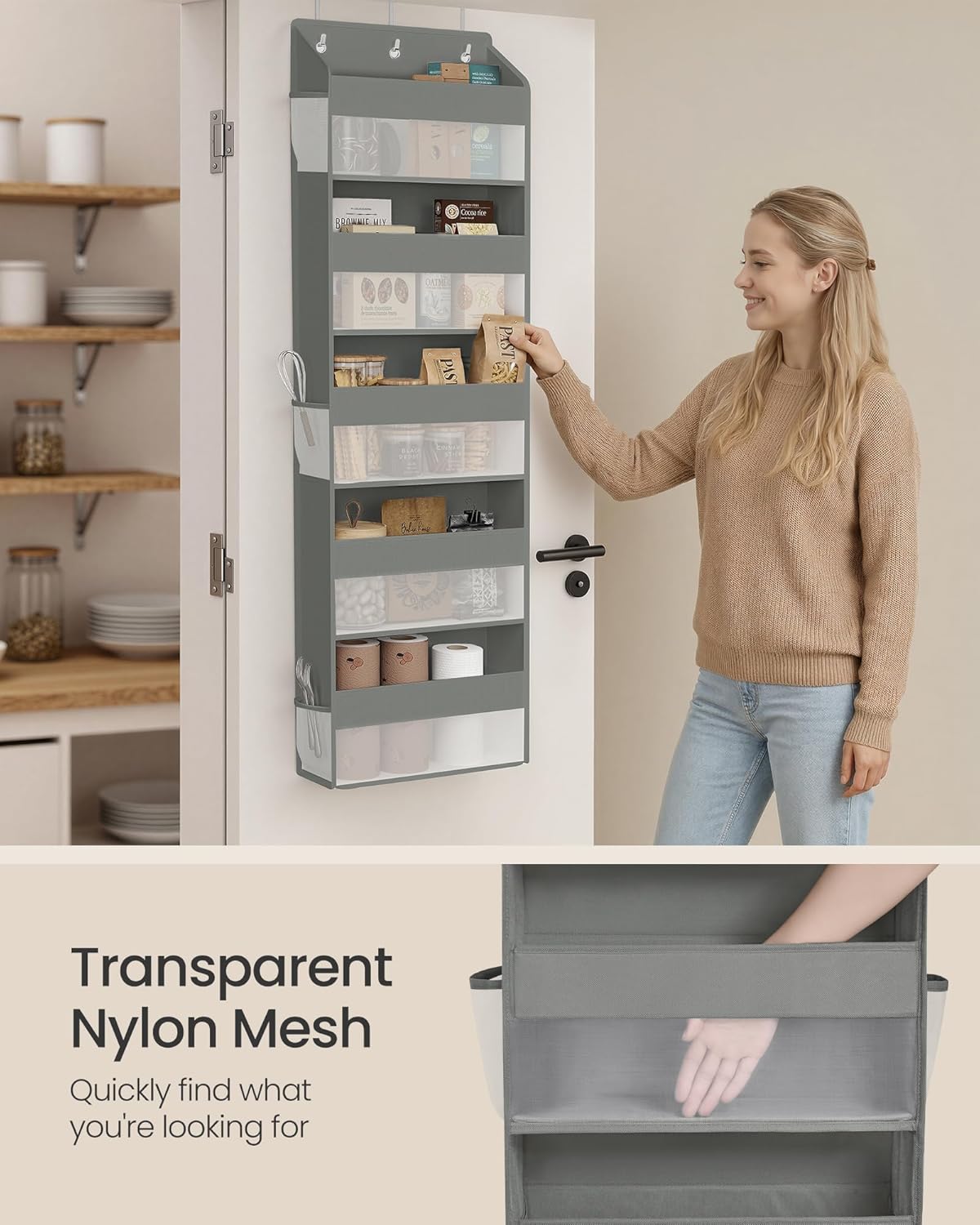 SONGMICS 5-Tier Over-the-Door Organizer, Extra Large Hanging Storage Shelf