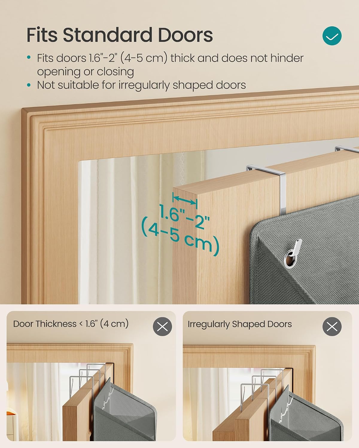 SONGMICS 5-Tier Over-the-Door Organizer, Extra Large Hanging Storage Shelf