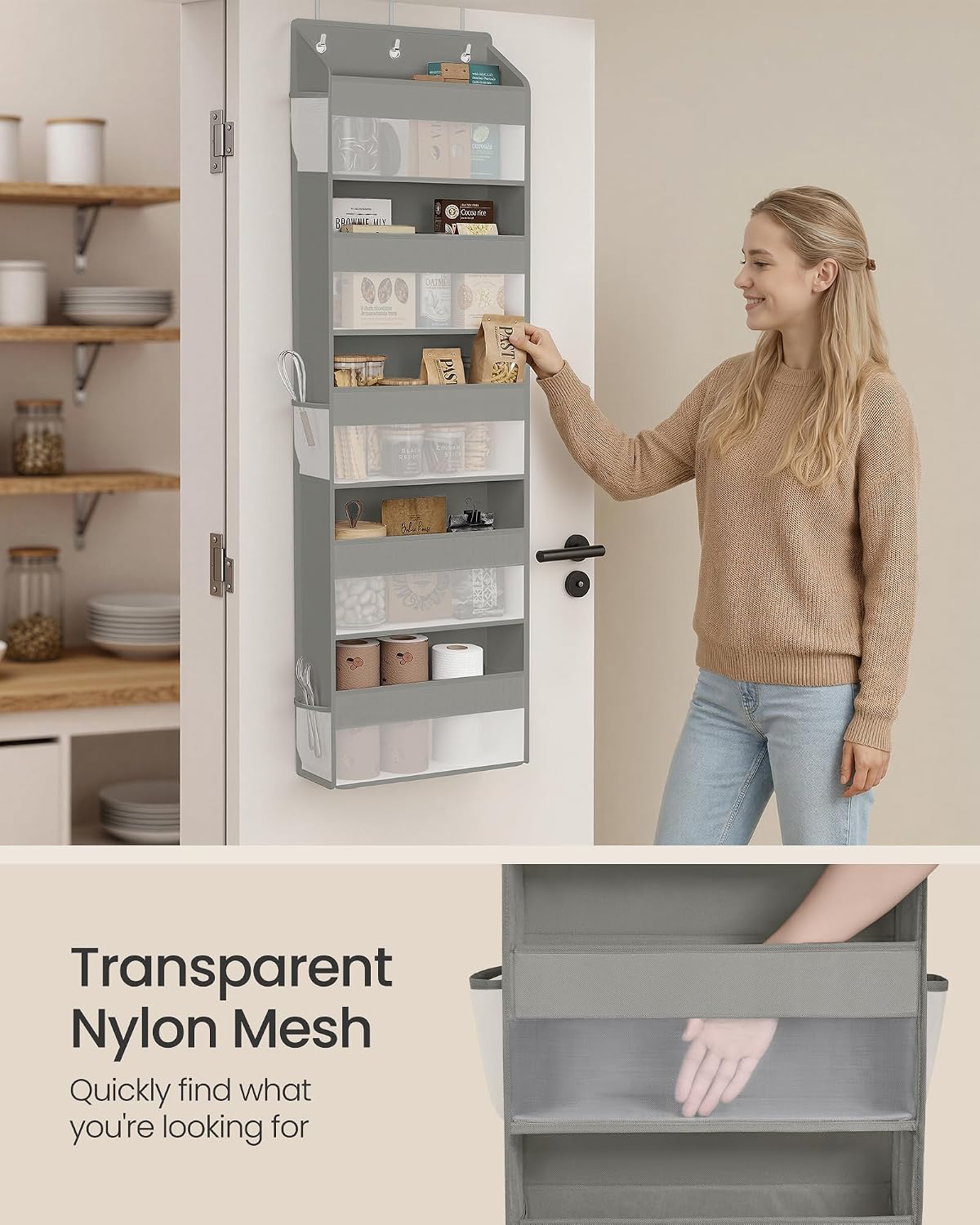 SONGMICS 5-Tier Over-the-Door Organizer, Extra Large Hanging Storage Shelf