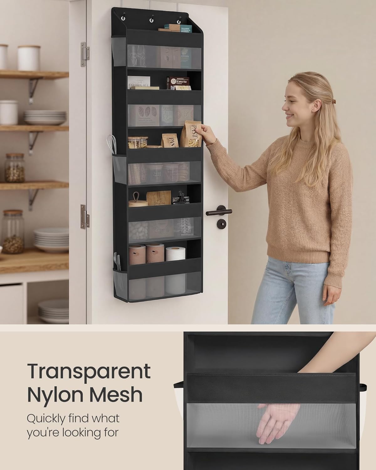 SONGMICS 5-Tier Over-the-Door Organizer, Extra Large Hanging Storage Shelf