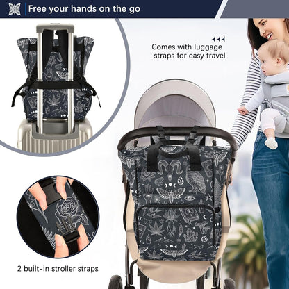 Leopard Light Gray Diaper Bag Backpack Insulated Pockets Organizer Bag Diaper Backpack for Boy Girl Unisex Baby Women Travel - Colors B
