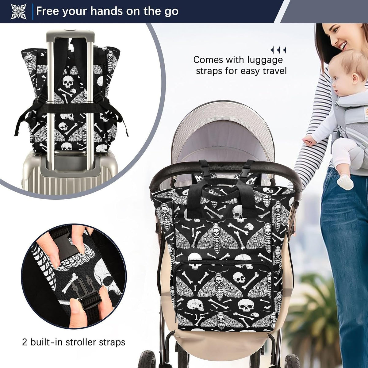 Leopard Light Gray Diaper Bag Backpack Insulated Pockets Organizer Bag Diaper Backpack for Boy Girl Unisex Baby Women Travel - Colors B
