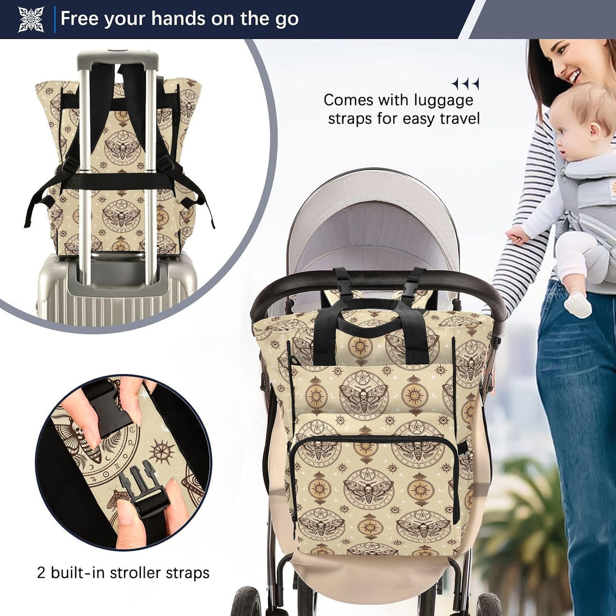 Leopard Light Gray Diaper Bag Backpack Insulated Pockets Organizer Bag Diaper Backpack for Boy Girl Unisex Baby Women Travel - Colors B