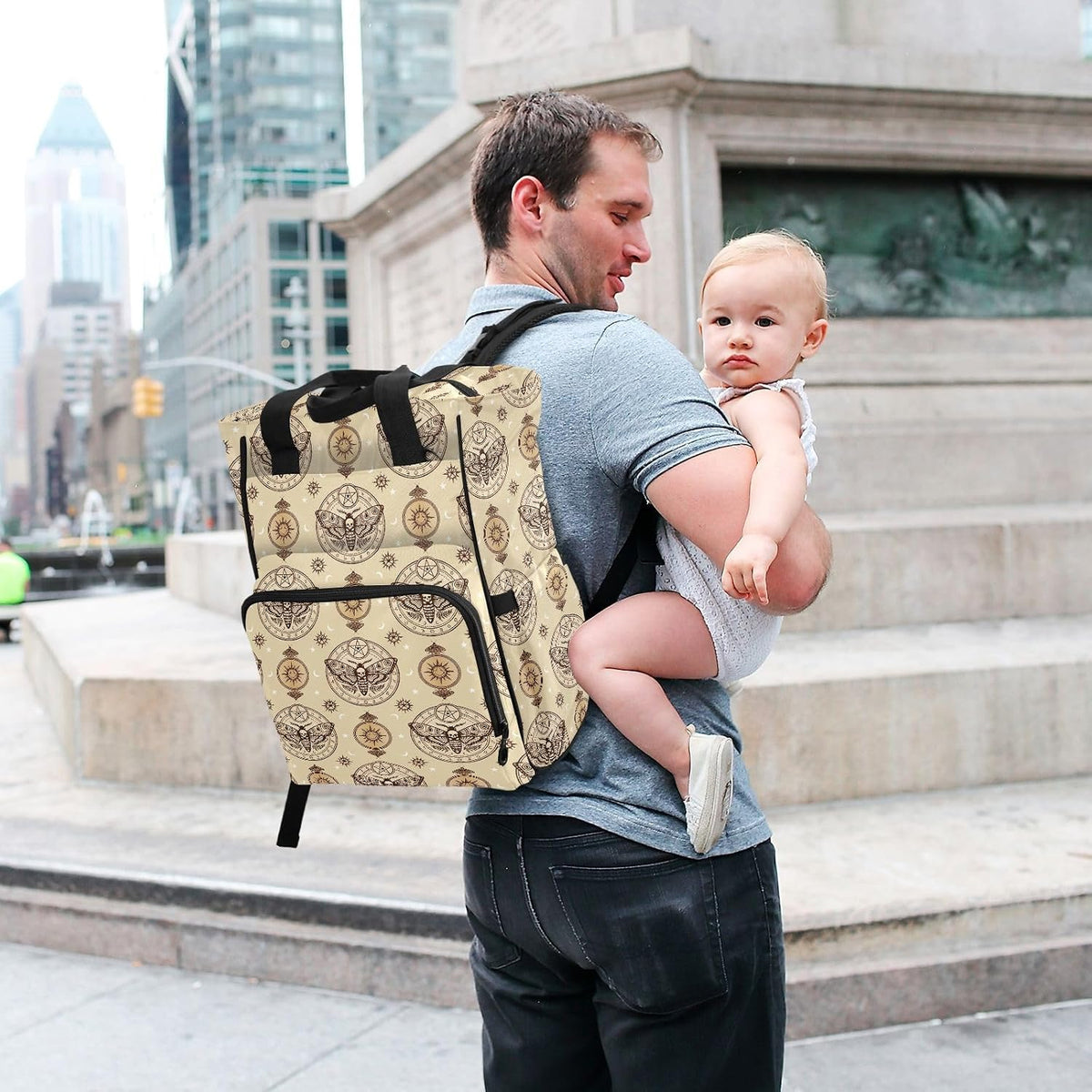 Leopard Light Gray Diaper Bag Backpack Insulated Pockets Organizer Bag Diaper Backpack for Boy Girl Unisex Baby Women Travel - Colors B