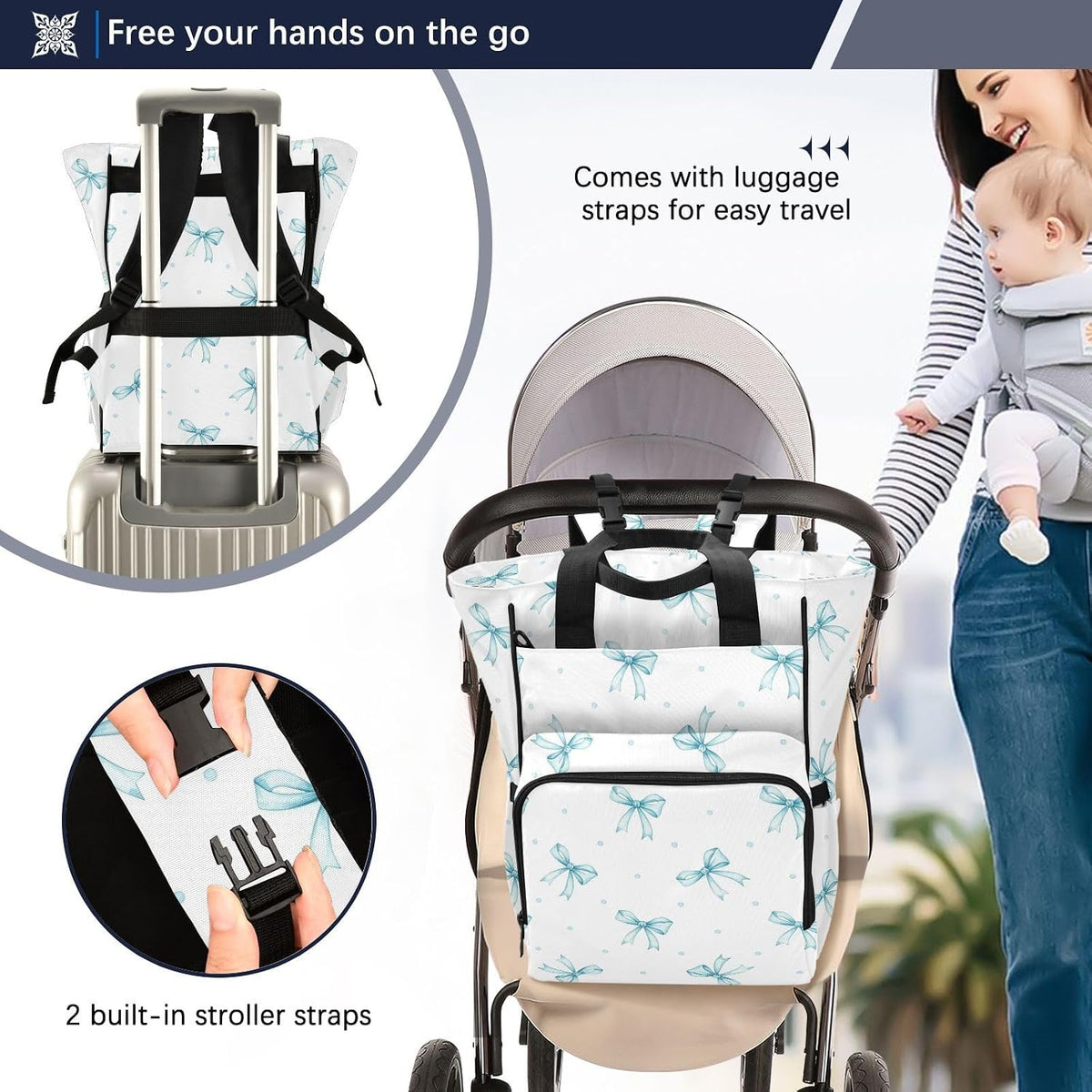 Leopard Light Gray Diaper Bag Backpack Insulated Pockets Organizer Bag Diaper Backpack for Boy Girl Unisex Baby Women Travel - Colors B