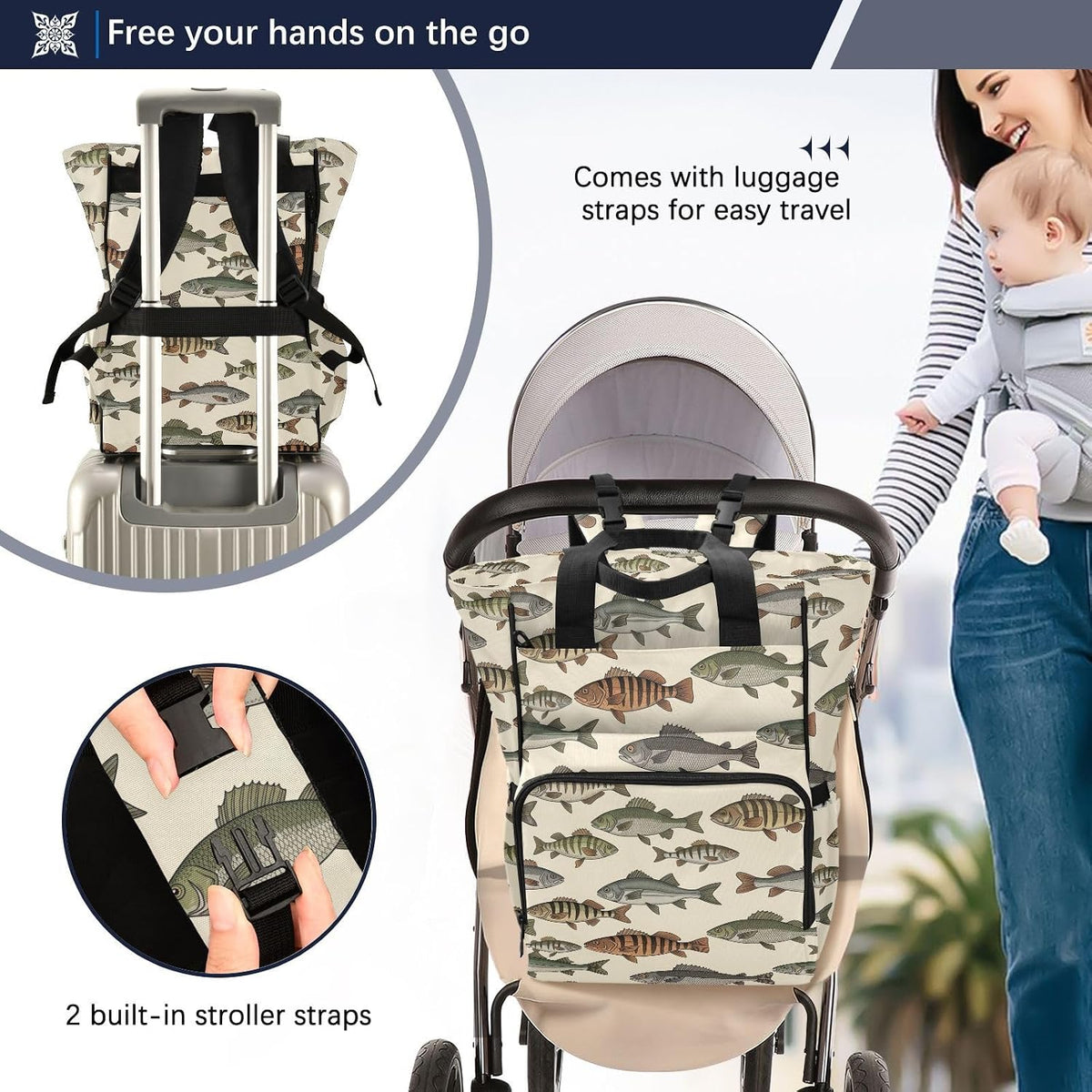 Leopard Light Gray Diaper Bag Backpack Insulated Pockets Organizer Bag Diaper Backpack for Boy Girl Unisex Baby Women Travel - Colors B