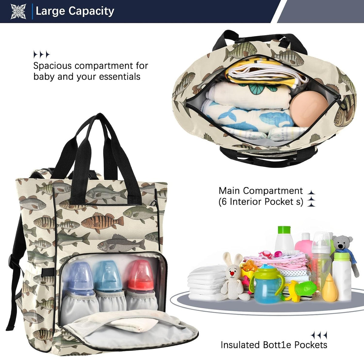 Leopard Light Gray Diaper Bag Backpack Insulated Pockets Organizer Bag Diaper Backpack for Boy Girl Unisex Baby Women Travel - Colors B