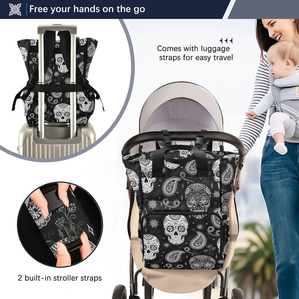 Leopard Light Gray Diaper Bag Backpack Insulated Pockets Organizer Bag Diaper Backpack for Boy Girl Unisex Baby Women Travel - Colors B