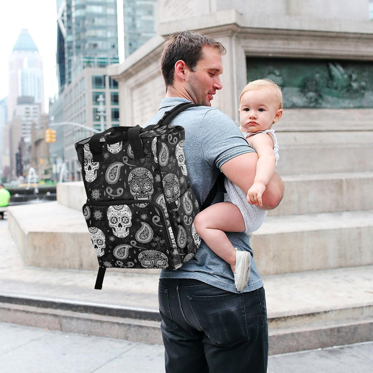 Leopard Light Gray Diaper Bag Backpack Insulated Pockets Organizer Bag Diaper Backpack for Boy Girl Unisex Baby Women Travel - Colors B