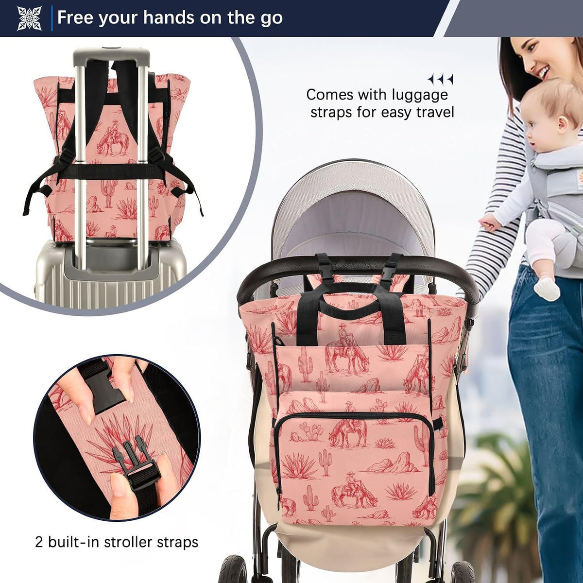 Leopard Light Gray Diaper Bag Backpack Insulated Pockets Organizer Bag Diaper Backpack for Boy Girl Unisex Baby Women Travel - Colors B