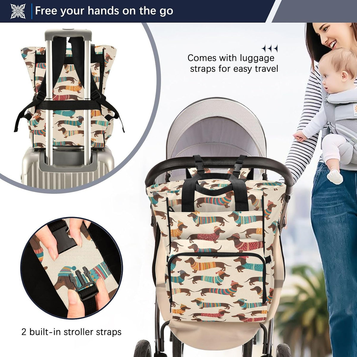 Leopard Light Gray Diaper Bag Backpack Insulated Pockets Organizer Bag Diaper Backpack for Boy Girl Unisex Baby Women Travel - Colors B