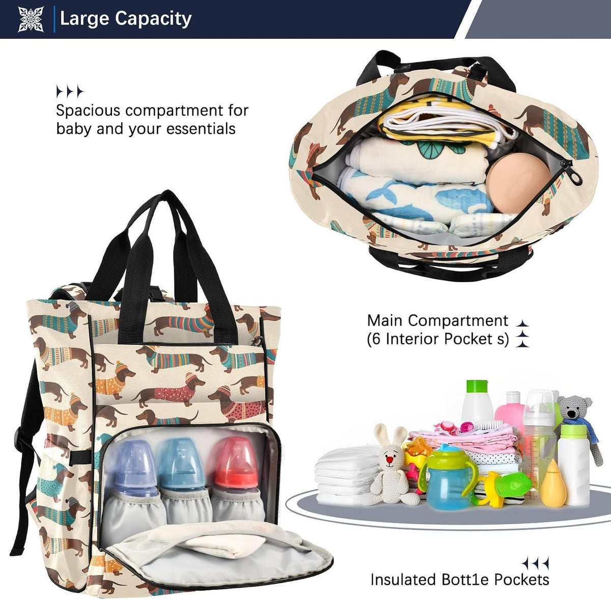 Leopard Light Gray Diaper Bag Backpack Insulated Pockets Organizer Bag Diaper Backpack for Boy Girl Unisex Baby Women Travel - Colors B