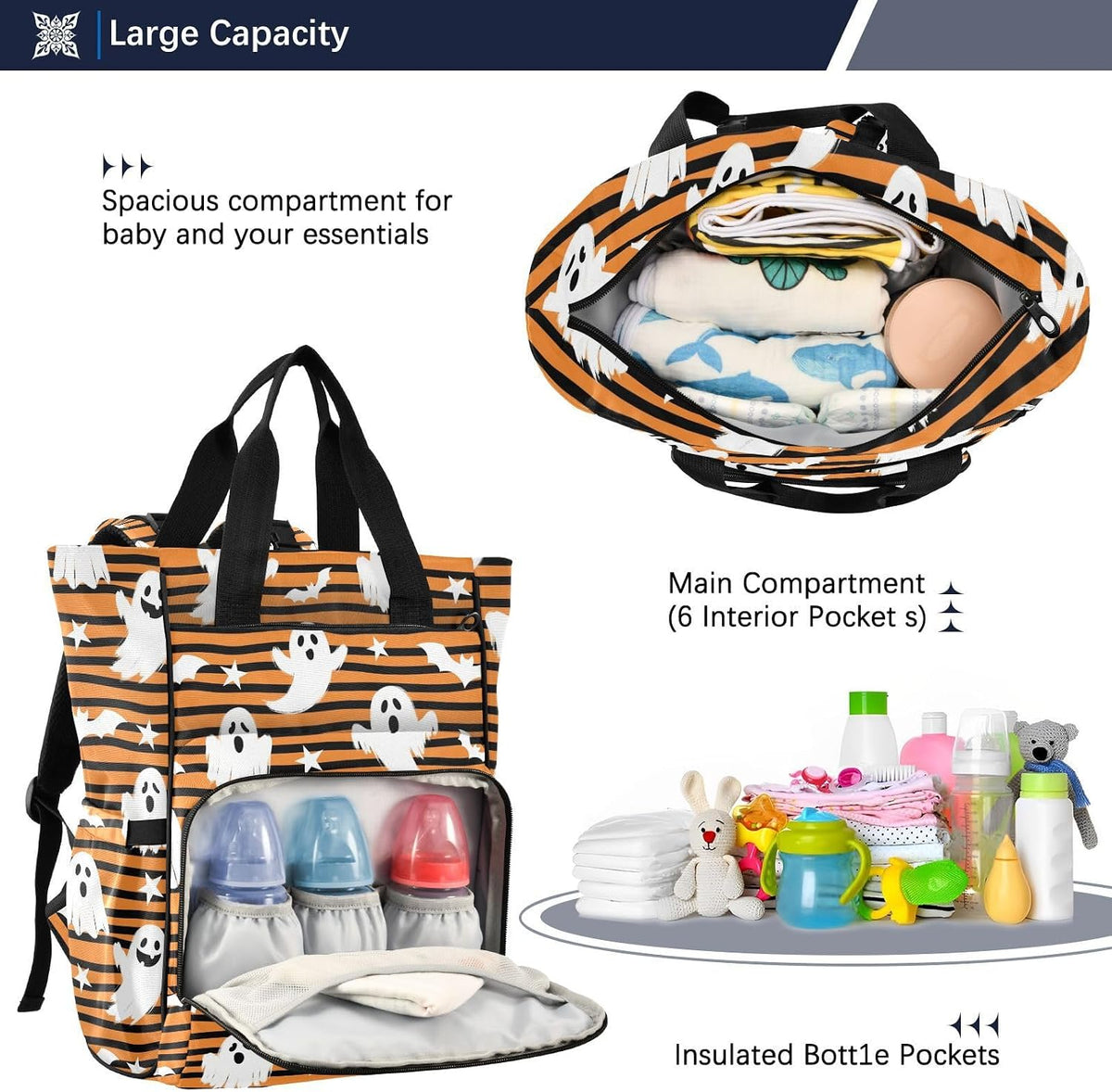 Leopard Light Gray Diaper Bag Backpack Insulated Pockets Organizer Bag Diaper Backpack for Boy Girl Unisex Baby Women Travel - Colors B