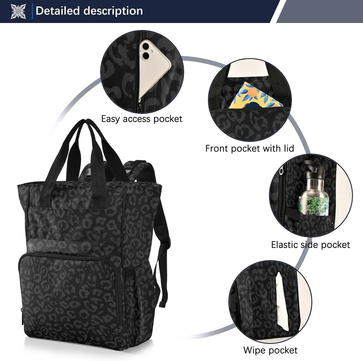 Leopard Light Gray Diaper Bag Backpack Insulated Pockets Organizer Bag Diaper Backpack for Boy Girl Unisex Baby Women Travel - Colors B