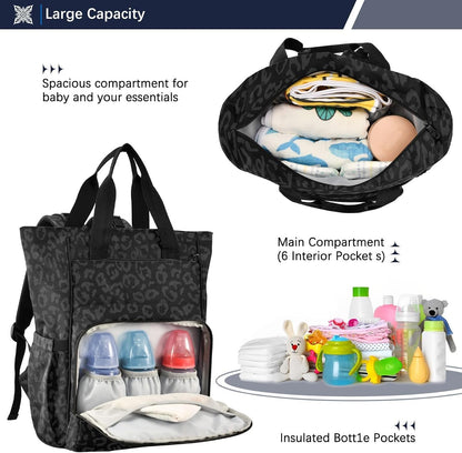 Leopard Light Gray Diaper Bag Backpack Insulated Pockets Organizer Bag Diaper Backpack for Boy Girl Unisex Baby Women Travel - Colors B