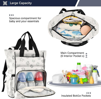 Leopard Light Gray Diaper Bag Backpack Insulated Pockets Organizer Bag Diaper Backpack for Boy Girl Unisex Baby Women Travel - Colors B
