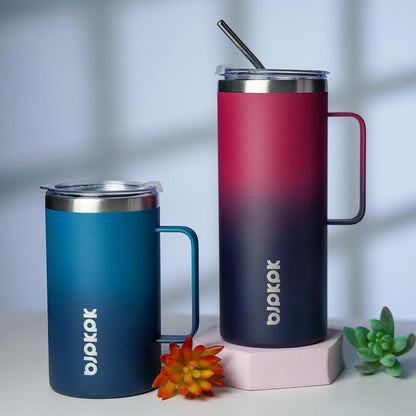 25oz Insulated Coffee Mug with Handle, Stainless Steel Travel Mug | Keeps Drinks Hot & Cold, Double Wall Vacuum, 2 Lids Included, BPA-Free Coffee Tumbler for Home, Office & Travel