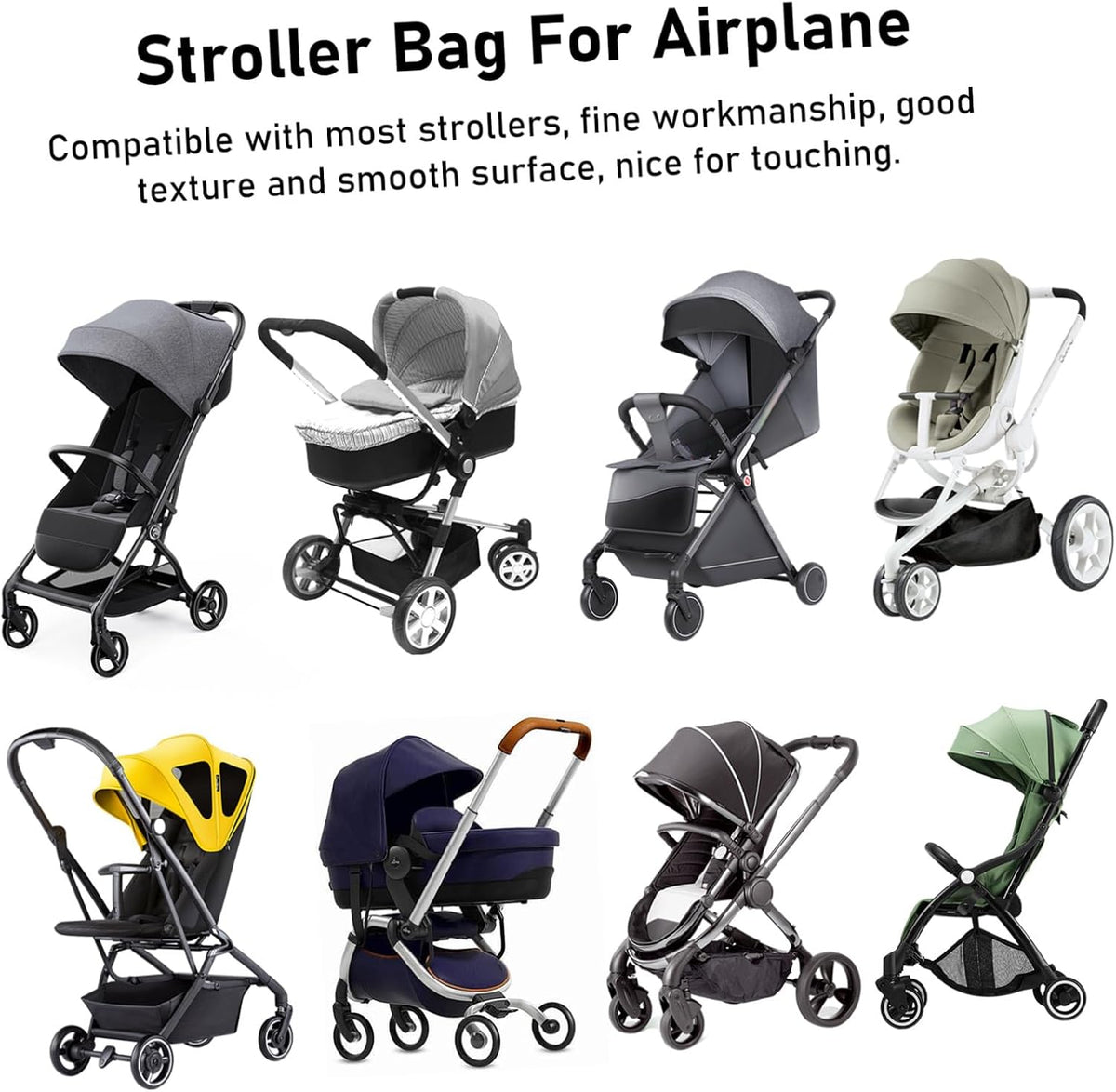 Stroller Bag for Airplane Travel Gate Check Black Nylon