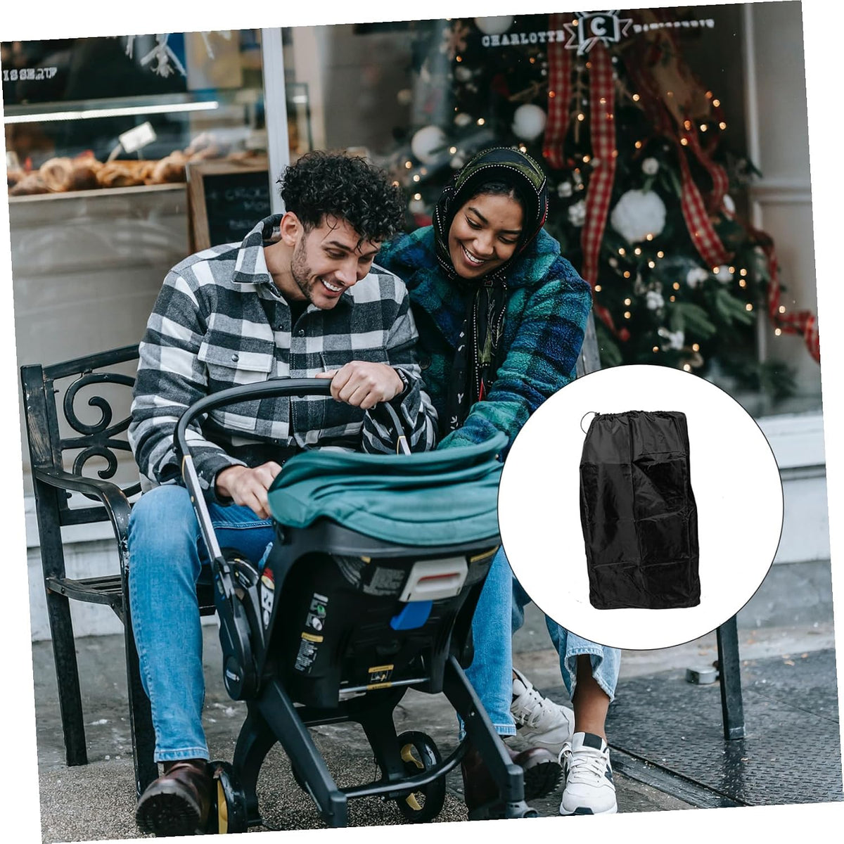 Stroller Bag for Airplane Travel Gate Check Black Nylon