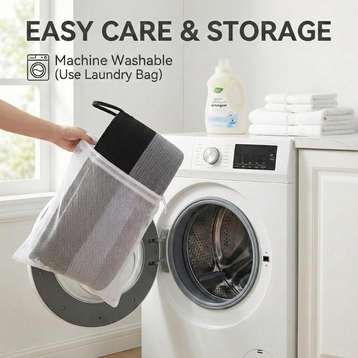 65L Extra Large Machine Washable Cotton Rope Blanket Basket