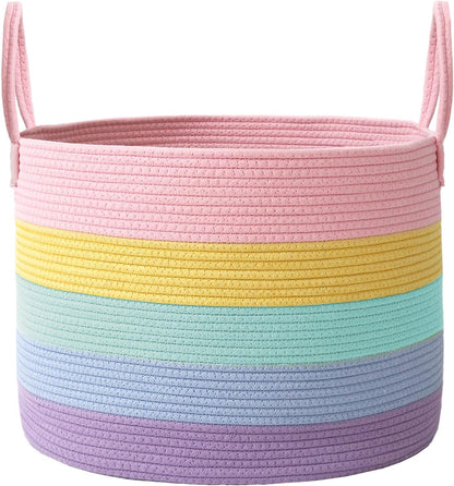 65L Extra Large Machine Washable Cotton Rope Blanket Basket