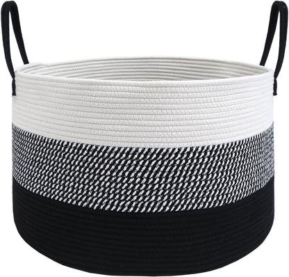 65L Extra Large Machine Washable Cotton Rope Blanket Basket
