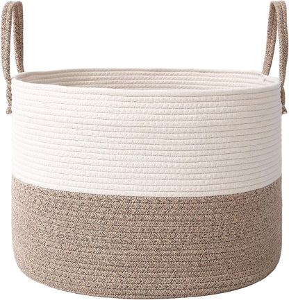 65L Extra Large Machine Washable Cotton Rope Blanket Basket