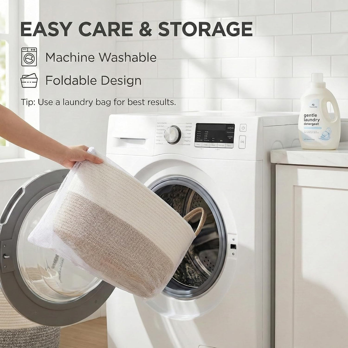 65L Extra Large Machine Washable Cotton Rope Blanket Basket