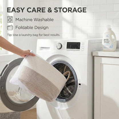 65L Extra Large Machine Washable Cotton Rope Blanket Basket